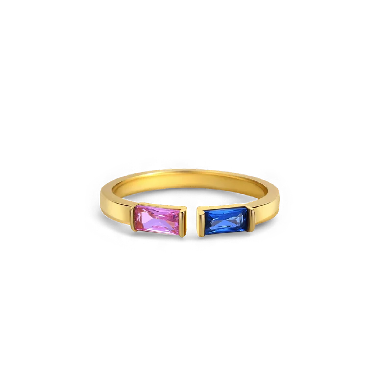 Adjustable Double Birthstone Band Ring