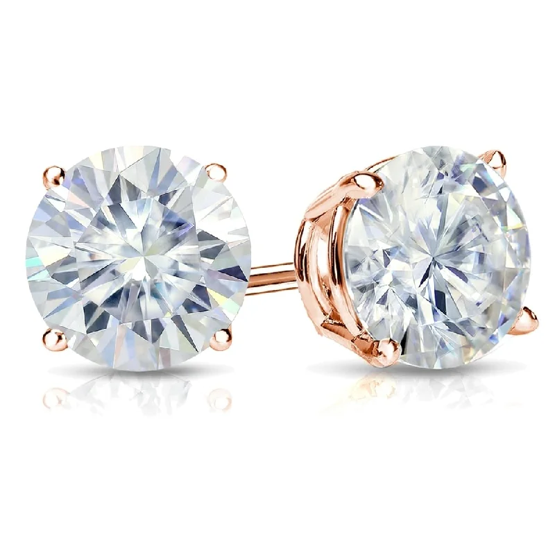 Auriya 7ctw Round Moissanite Stud Earrings 14k Gold 4-Prong Basket